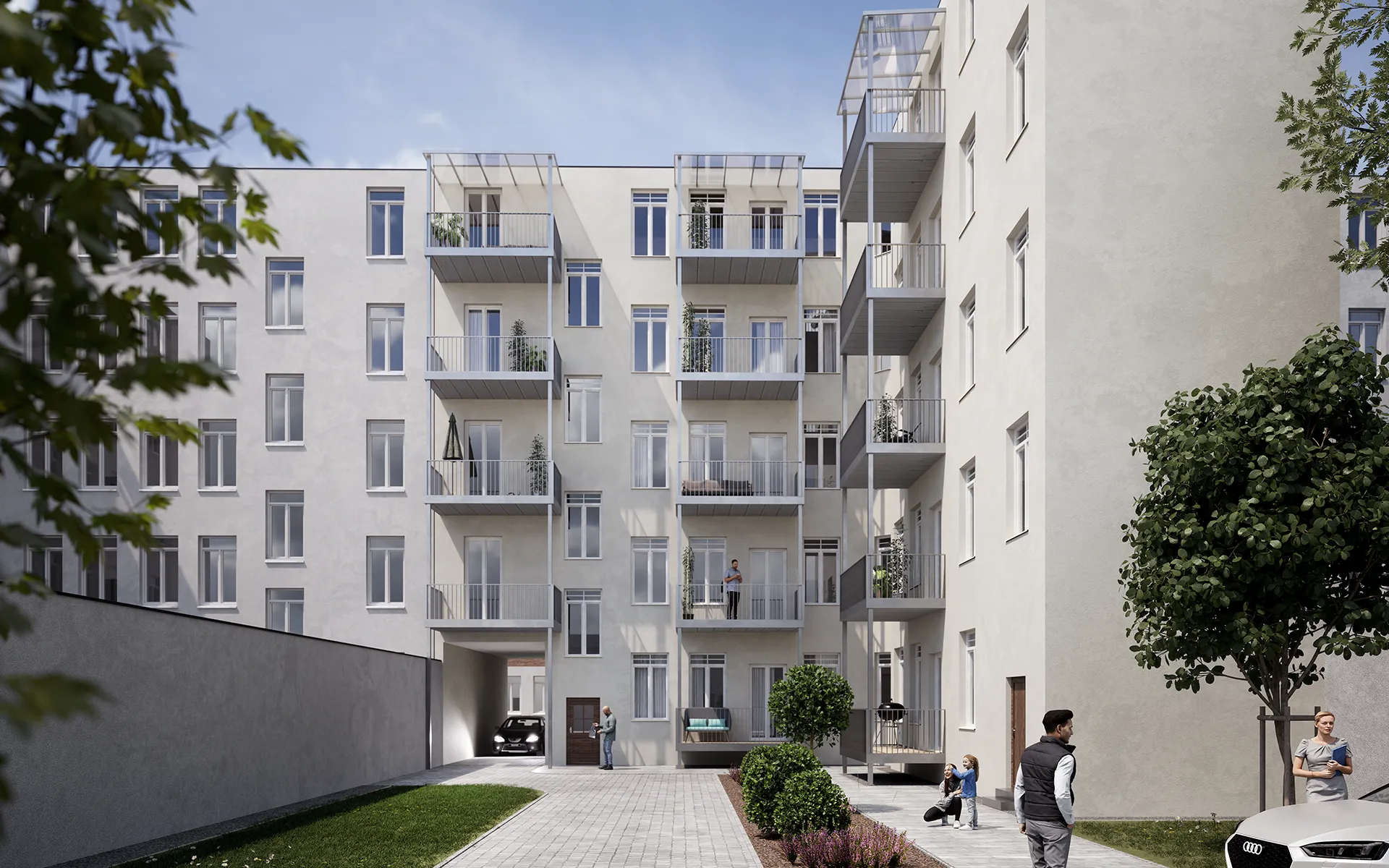 Rückseite Fassade Heidestraße 9 Magdeburg nach Sanierung